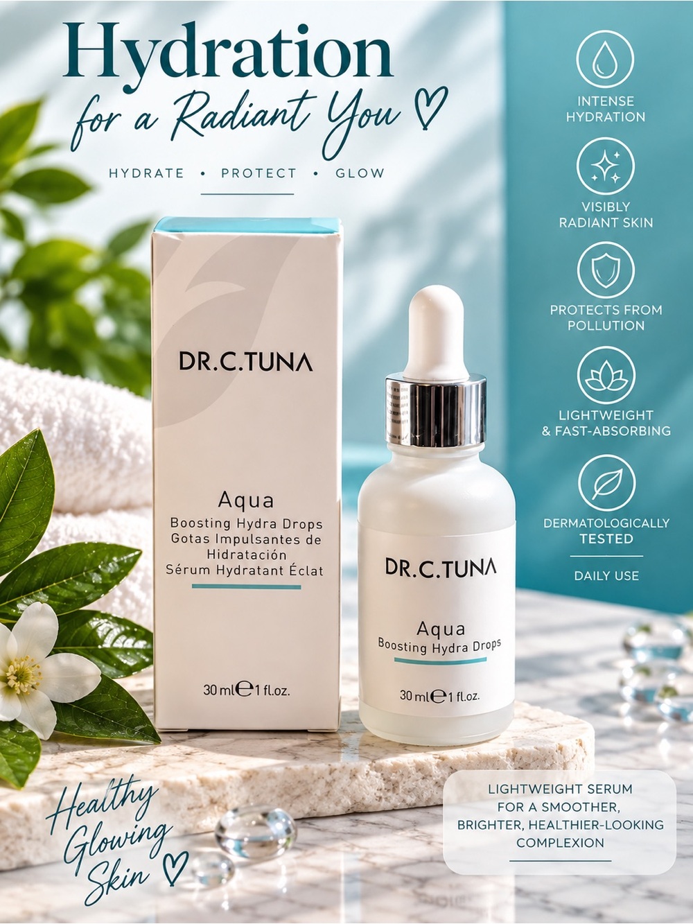 🌙✨🆕Farmasi (Dr. C. Tuna) Aqua Boosting Hydra Drops - White and Teal